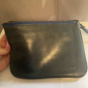 BODEN Gray Blue Leather Slim Crossbody Shoulder Bag Purse Womens